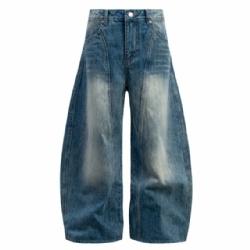 2026 Factory Price Baggy Style Men Jeans Washed Blue Denim Jeans Customized