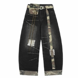 Factory Price Baggy Style Camou Patchwork Men Jeans