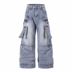 2026 Men Cargo Jeans Multi Pocket Designer Loose Jeans for Men