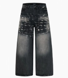 2026 Men's Ripped Black Jeans Monkey Washed Jeans for Men