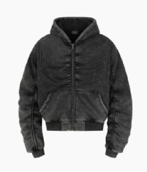 2026 Factory Price Vintage Washed Men Hoodies Pleated Design Zip Up Hoodie For Men