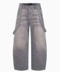 2026 Crinkle Design Men's Jeans Vintage Washed Baggy Jeans
