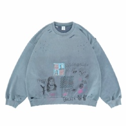 2026 Pullover Embroidery Sweat Coat Vintage Washed Men Knit Coat