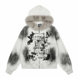 2026 Factory Price Dirty Washed Men Sweat Coat Fur Hoodies for Men