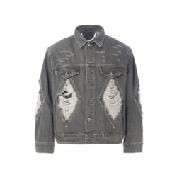 2026 Men Ripped Jeans Jackets Vintage Washed Men's Denim Coat