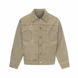 2026 Factory Price Vintage Washed Kahki Denim Jacket Customized