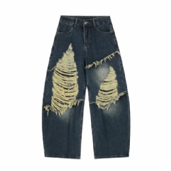 2025 Vintage Washed Ripped Men Jeans Monkey Washed Jeans for Men