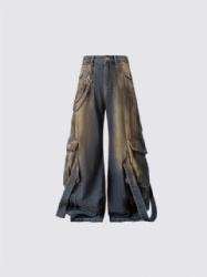 Heavy Washed Men Jeans Baggy Style Men's Cargo Jeans